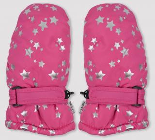 Noviti Dětské zimní lyžařské rukavice, palčáky - dívčí velikost: 14cm, vzor: tmavěrůžové s hvězdičkami