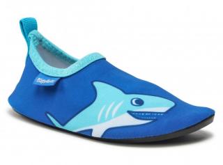 Playshoes barefoot dětské boty do vody modré - Veselý žralok velikost: 20/21