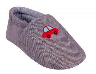 YO capáčky - bačkůrky bavlněné s autíčkem velikost: 19-20, vzor: šedé