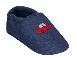 YO capáčky - bačkůrky bavlněné s autíčkem velikost: 23-24, vzor: modré