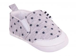 YO capáčky - kojenecké botičky s hvězdičkami barva: šedá, velikost: 0-6m