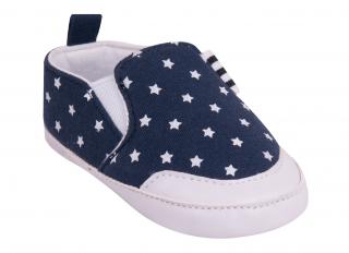 YO capáčky - kojenecké botičky s hvězdičkami barva: tmavě modrá, velikost: 0-6m