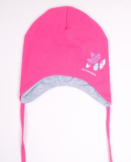 YO kojenecká čepice podzimní/jarní s lístečky- dívčí vel. 42-44 barva: růžová