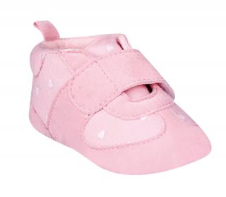 YO zateplené capáčky, kojenecké botičky na suchý zip s kočičkou - dívčí barva: růžová, velikost: 0-6m