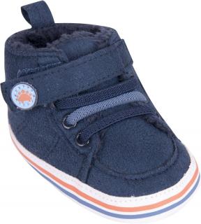 YO zateplené capáčky, kojenecké botičky/tenisky na suchý zip - chlapecké barva: modrá, velikost: 0-6m