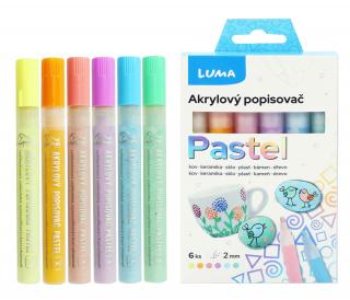 Popisovač akrylový PASTEL sada LUMA 6 barev