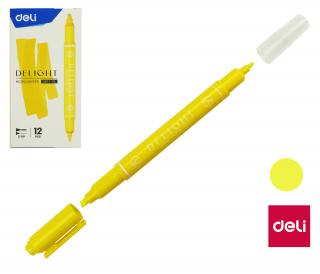 Zvýrazňovač DELI oboustranný EU011-YL žlutý
