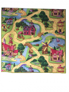 Dětský kusový koberec Pohádková vesnice, vel. 133x133 cm