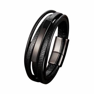 NAKY Kožený náramek Lambert, Black N0713