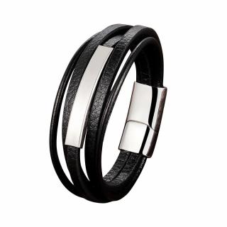NAKY Kožený náramek Lambert, Silver N0713