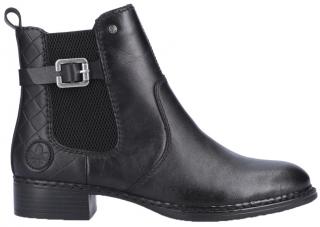 Dámské kotníkové kožené boty RIEKER 73485-00 černé #Velikost: 41