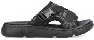 Dámské nazouváky pantofle na klínku RIEKER 68990-01 výprodej  78917130 černé #Velikost: 39
