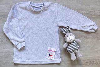 Bavlněné tričko dlouhý rukáv, šedý melír v.92-110
