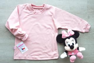 Bavlněné tričko s dlouhým rukávem pudrově růžové v.86-110