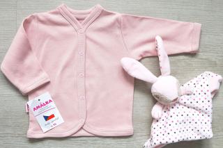 Bavlněný kojenecký kabátek pudrově růžový v.52-86