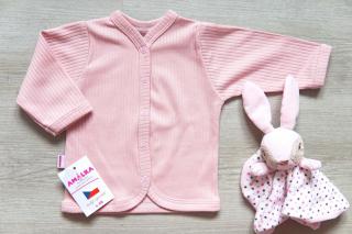 Bavlněný kojenecký kabátek žebro, pudrově růžový v.52-80