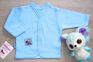 Bavlněný propínací kojenecký kabátek modrý v.56-80