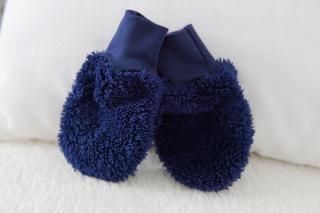 Chlupaté rukavičky temně modré v.56-80
