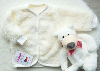 Chlupatý kojenecký kabátek, svetřík krémový v.52-86