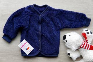 Chlupatý kojenecký kabátek temně modrý v.56-86