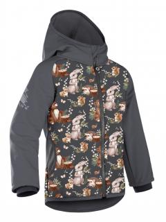 Dětská softshellová bunda s fleecem Basic, tmavě šedá, Zajíček v.98/104