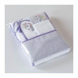 Dětský set jednorožec - osuška 100x100, slinták, ručník + žínka