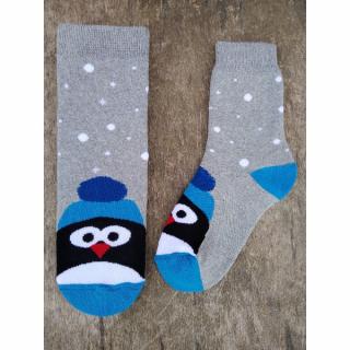 Zimní froté ponožky PENGUIN modré v.16-18cm