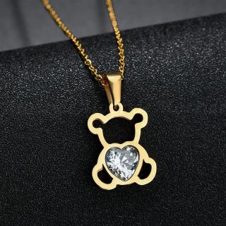 B-TOP náhrdelník z nerezové oceli medvídek 63471 Druh barvy: Zlatá