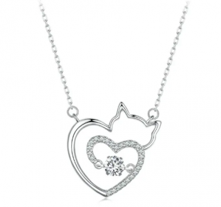 B-TOP Stříbrný náhrdelník Lovely Cat 69376