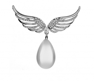 Brož Andělské křídla s bílým krystalem