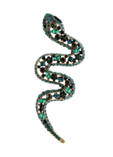 Brož Had s kamínky - zelená