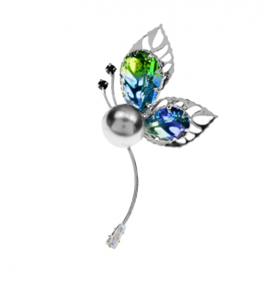 Brož Motýlí květ s perlou