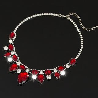 Dámský luxusní náhrdelník RED CRYSTAL - stříbrná/červená