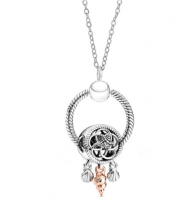 Dámský módní náhrdelník s korálkem LAPAČ SNŮ - stříbrná