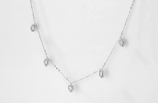 Dámský náhrdelník FIVE DROP - bílé pozlacení