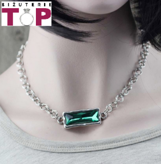 Dámský náhrdelník se zeleným krystalem