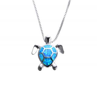 Dámský náhrdelník ŽELVA s modrým OPÁLEM - postříbřený