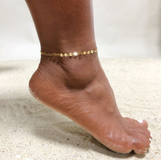 Dámský nerezový řetízek na nohu SPRING -  pozlacený Typ: Typ 3