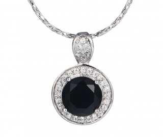 Dámský postříbřený náhrdelník Black Crystal