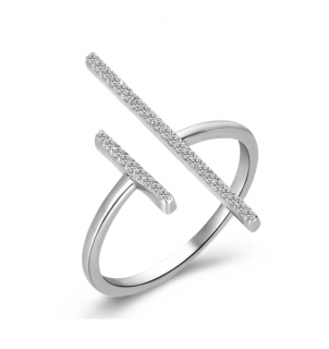 Dámský pozlacený prsten se zirkony Double Line Druh barvy: Stříbrná