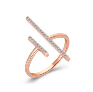Dámský pozlacený prsten se zirkony Double Line Druh barvy: Zlatá růžová