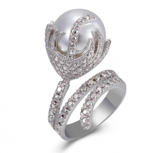 Dámský prsten LOVELY PEARL - rhodiovaný Velikost prstenu: 59,5mm