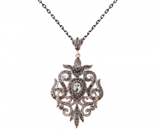Dámský vintage náhrdelník s šedými krystaly