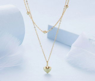 Dvojitý pozlacený náhrdelník  Srdce  - Stříbro 925