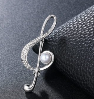 Elegantní brož Houslový Klíč Druh barvy: Stříbrná