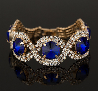 Elegantní dámský náramek Blue Crystal - pozlacený