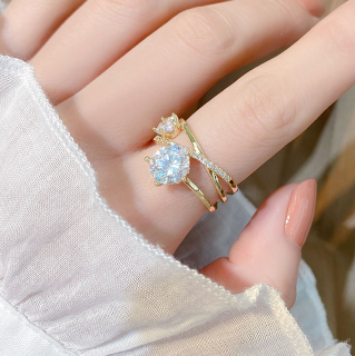 Elegantní dámský prstýnek se zirkony Double Crystal