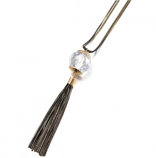 Elegantní dlouhý náhrdelník s přívěskem Koule se střapcem