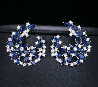 Elegantní zirkonové dámské náušnice Blue Stars