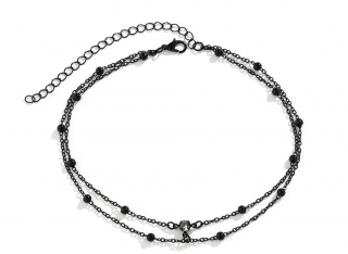 Gotický dámský dvojitý náhrdelník s perličkami - černý
